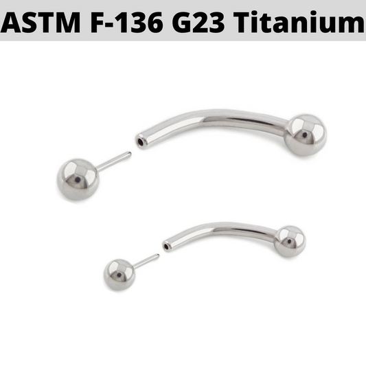 G23 Titanium Threadless Push Ball Curved Barbell