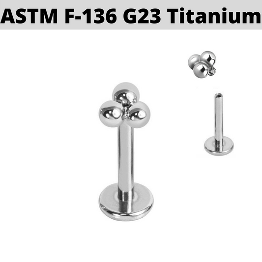 G23 Titanium Internally Threaded Trinity Bead Tragus Labret