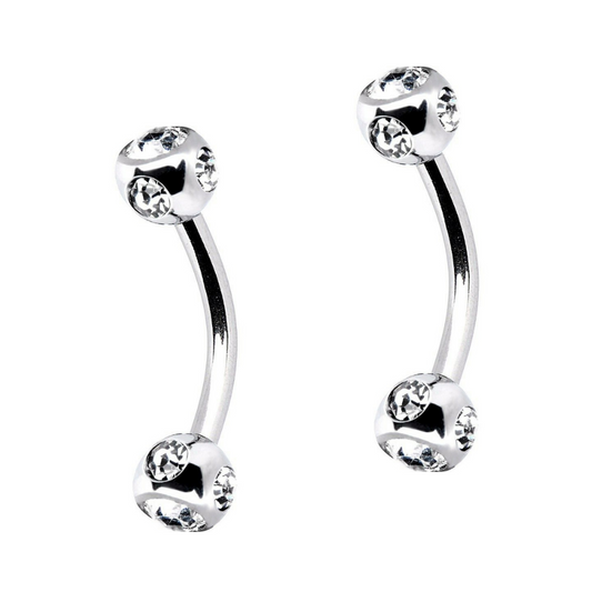 Multi CZ Steel Eyebrow Ring