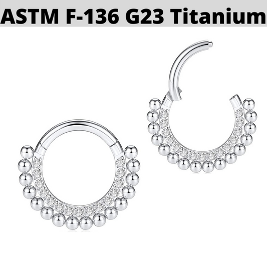G23 Titanium Paved CZ Beads Hinged Segment Clicker