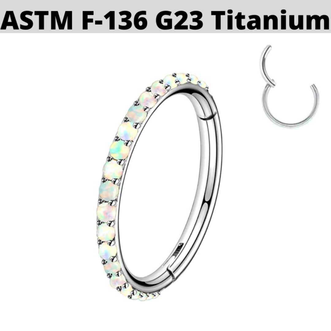 G23 Titanium Paved Opal Rim Hinged Segment Clicker