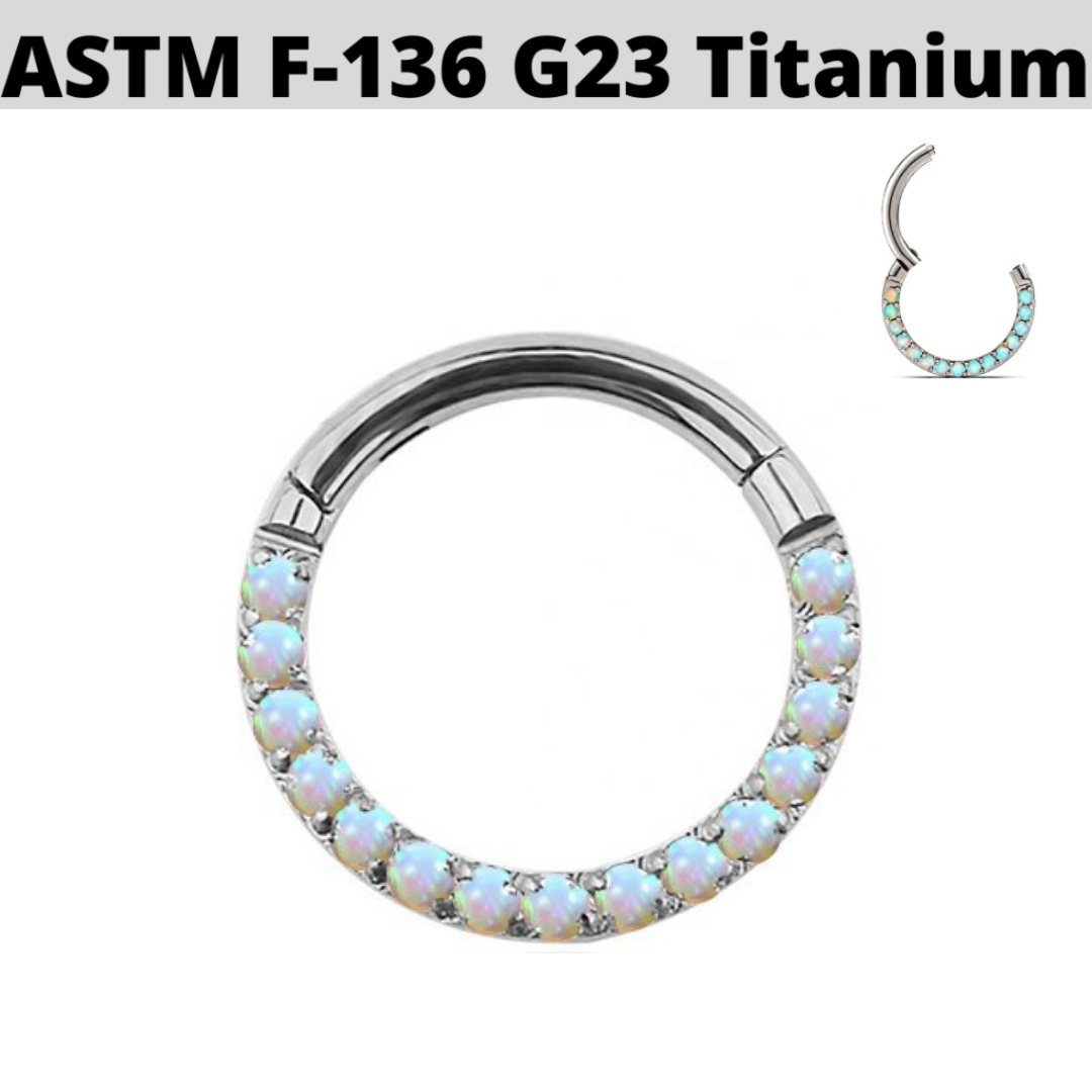 G23 Titanium Front Paved Opal Hinged Segment Clicker
