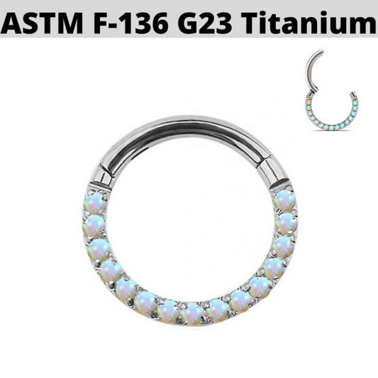 G23 Titanium Front Paved Opal Hinged Segment Clicker