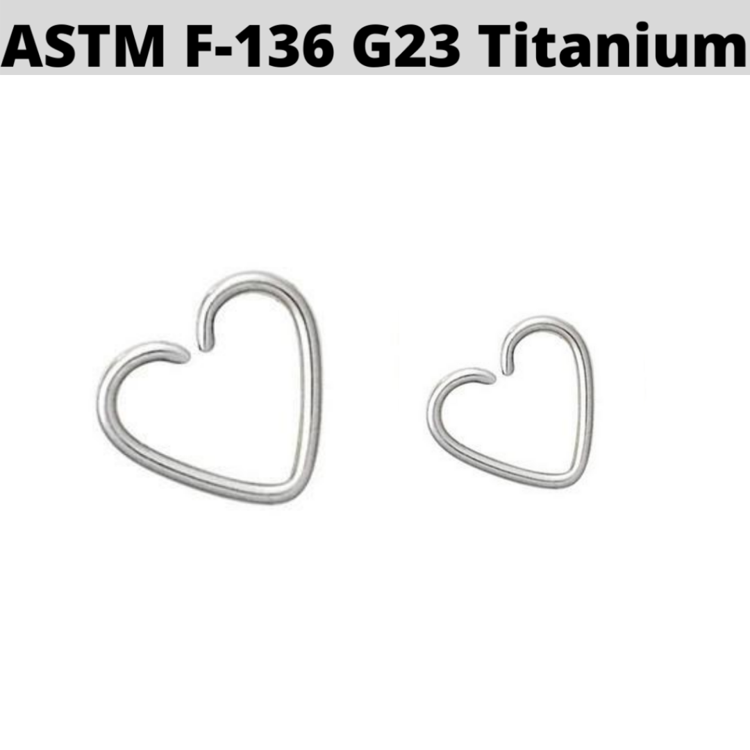 G23 Titanium Steel Heart Clip On Hoop