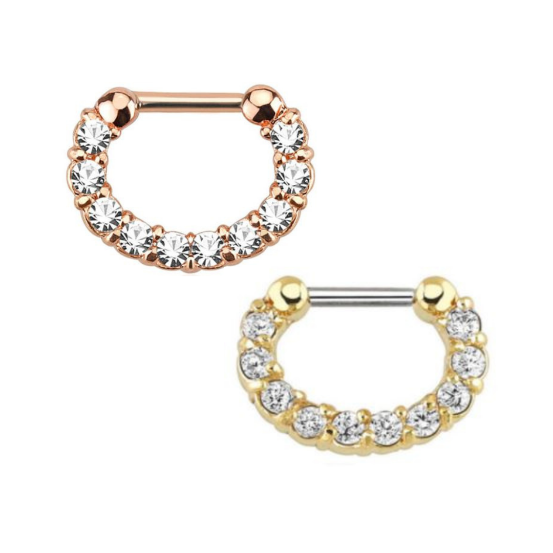 Paved 10 CZ Ion Plated Septum Clicker