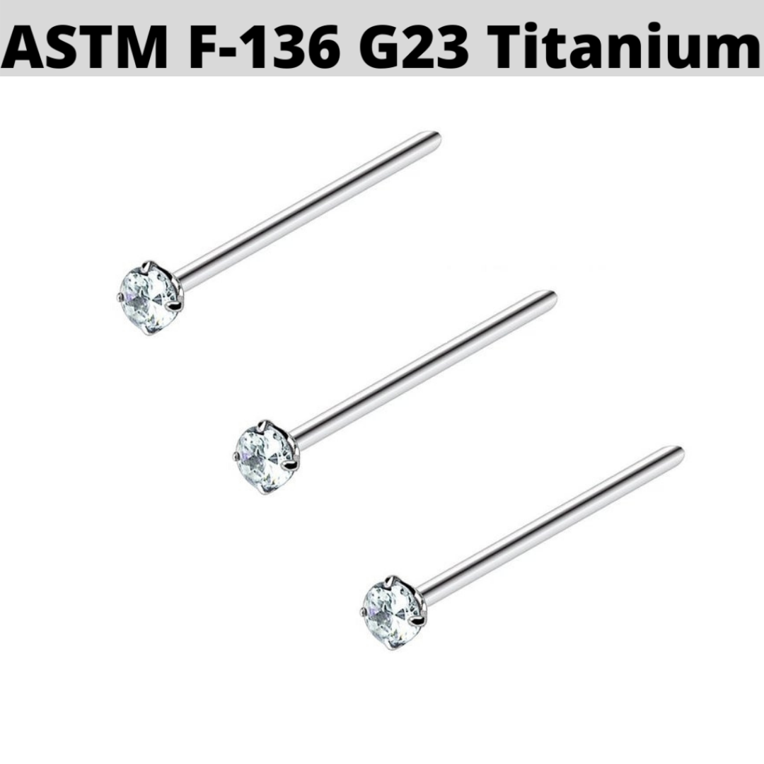 G23 Titanium Prong Set CZ XL Bendable Nose Pin