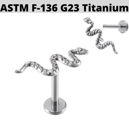 G23 Titanium Internally Threaded Tiny Snake Tragus Labret