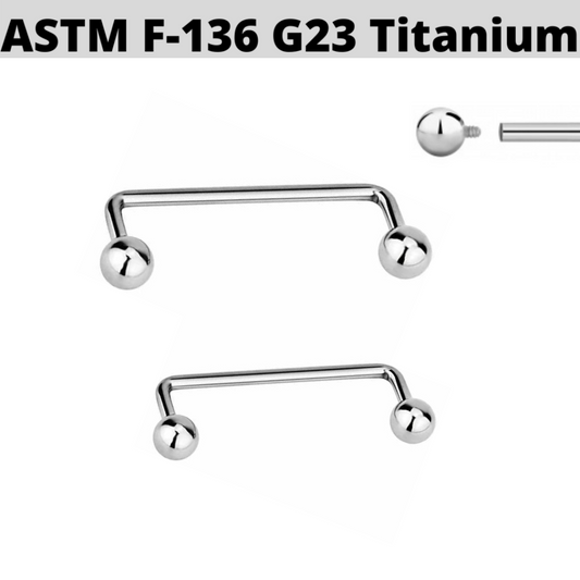 G23 Internally Threaded 14G Titanium Ball 90 Degree Staple Surface Barbell