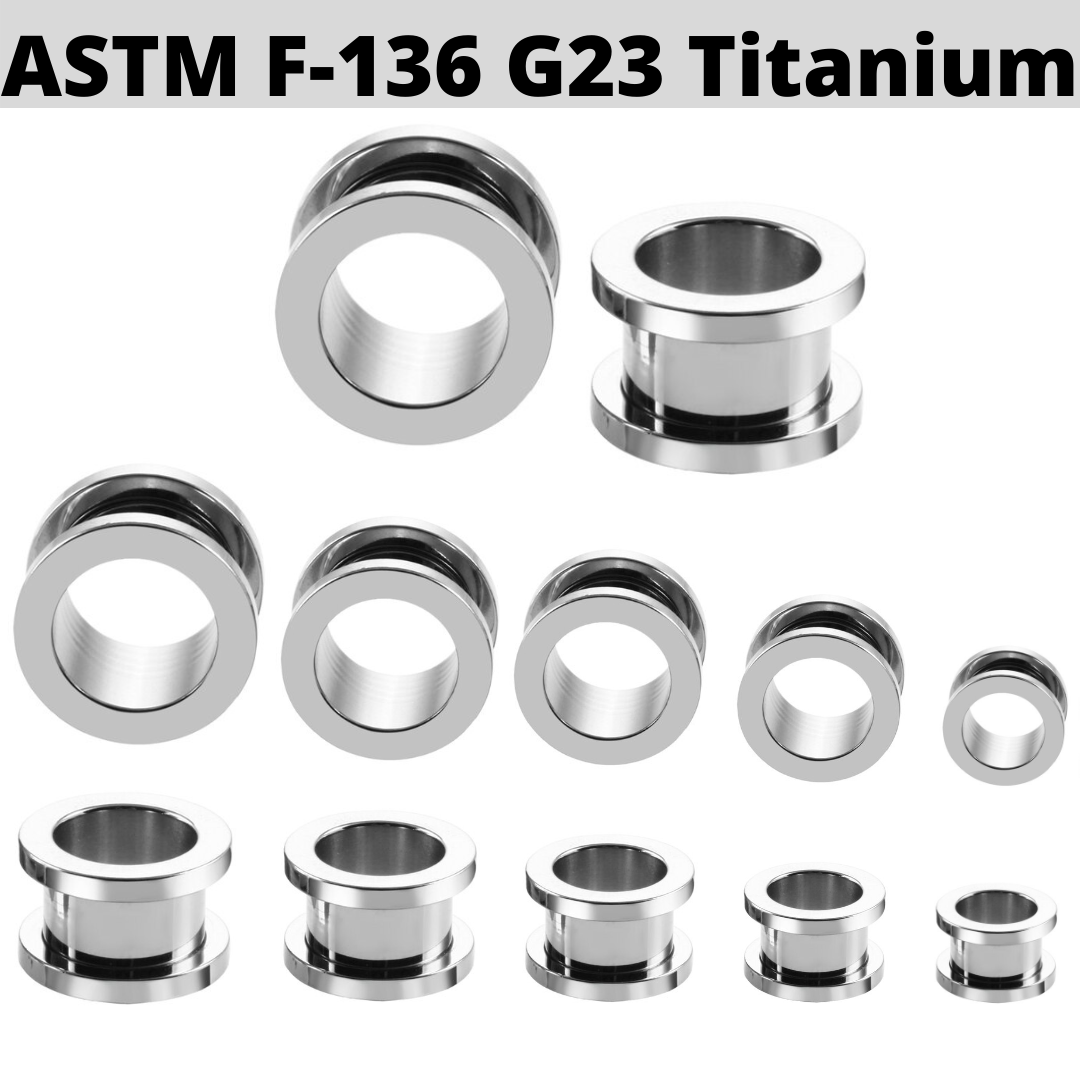 G23 Titanium Screw On Fit Flesh Tunnel 8G to 00G