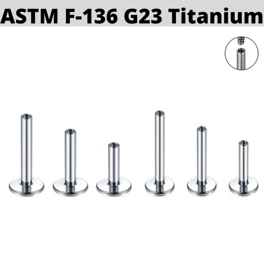 G23 Titanium Internally Threaded Labret Shaft 4mm Base