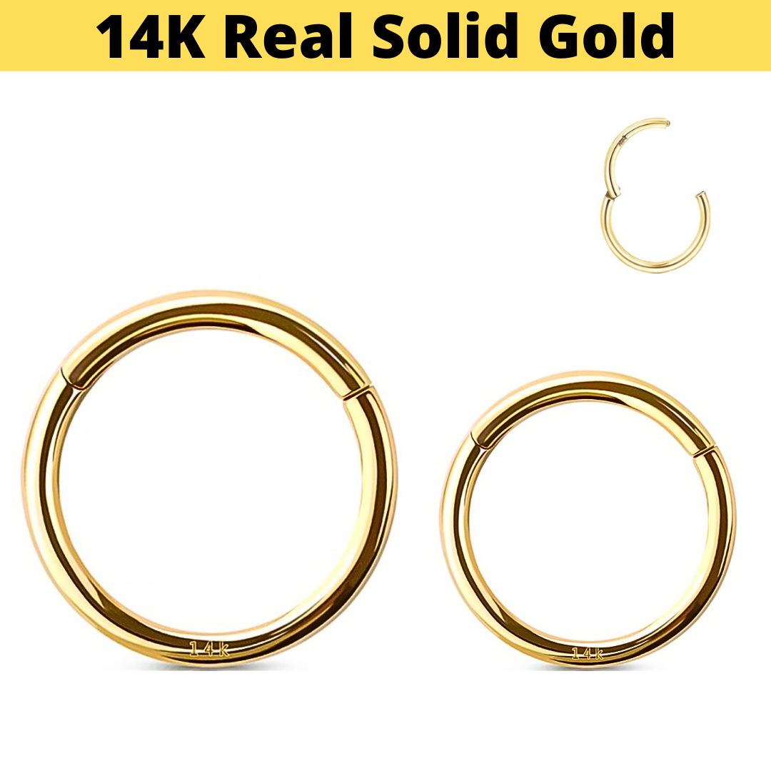14K Yellow Gold Hinged Segment Clicker Ring