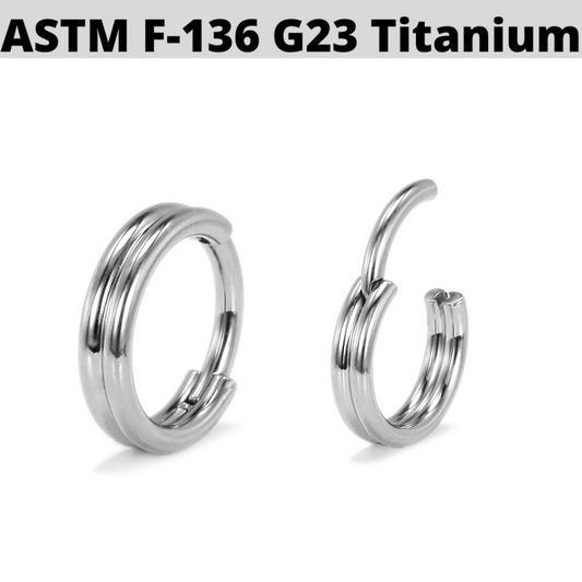 G23 Titanium Double Stack Hoop Hinged Segment Clicker Ring