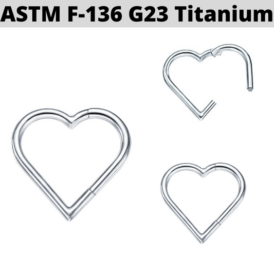 G23 Titanium Heart Shape Hinged Clicker
