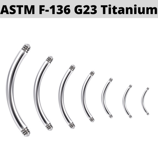 G23 Titanium Externally Threaded Curved Barbell Shaft