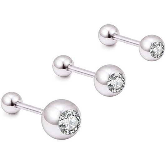 Round CZ Tragus Cartilage Barbell