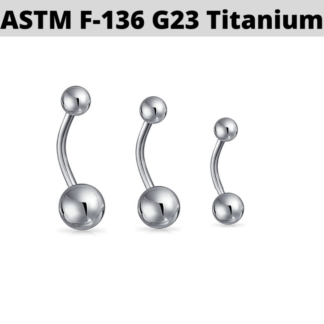 G23 Titanium 14G Plain Ball Belly Ring
