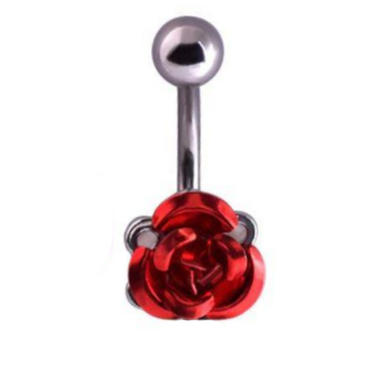 Metallic Rose Steel Belly Ring