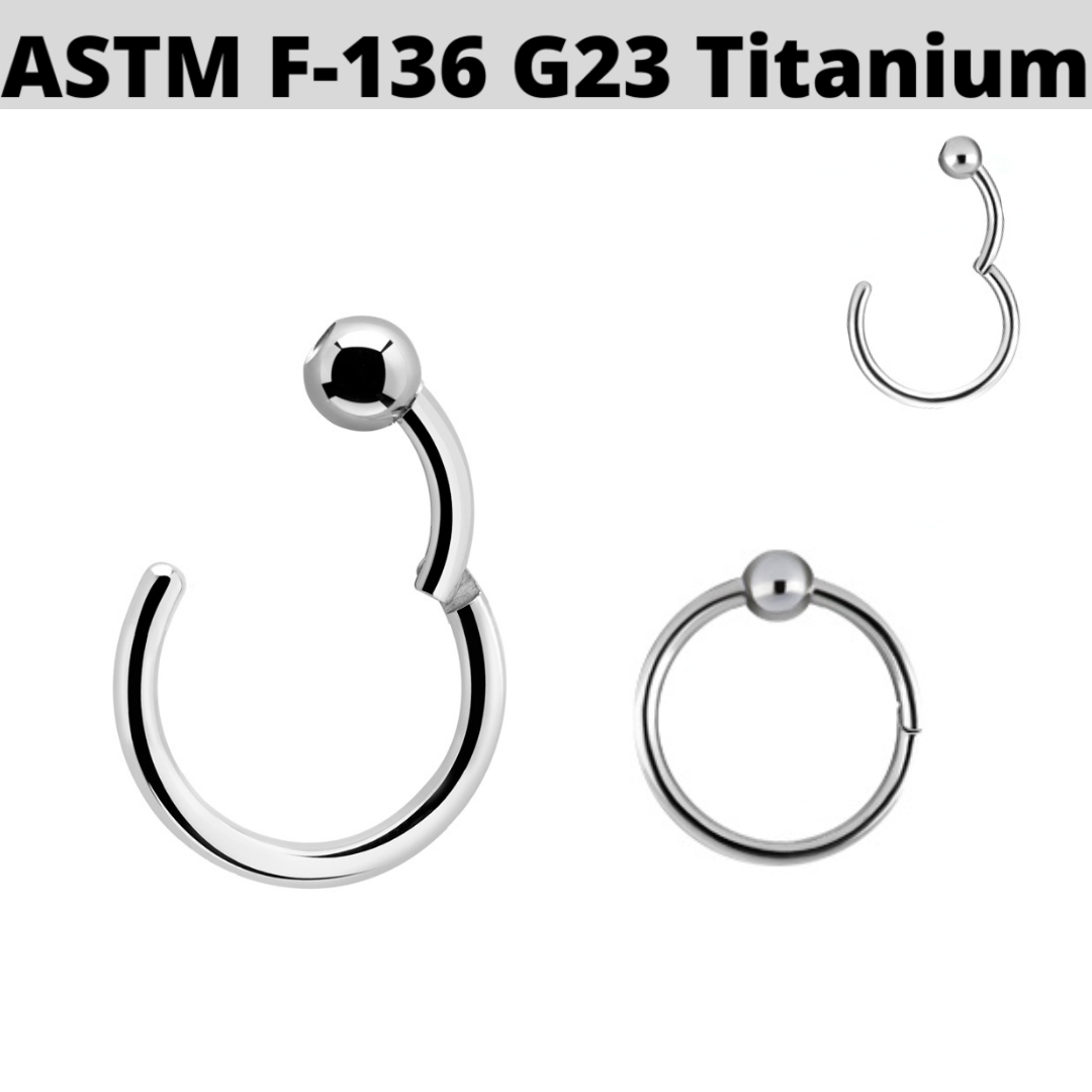 G23 Titanium Fixed Captive Bead Hoop Hinged Clicker Ring