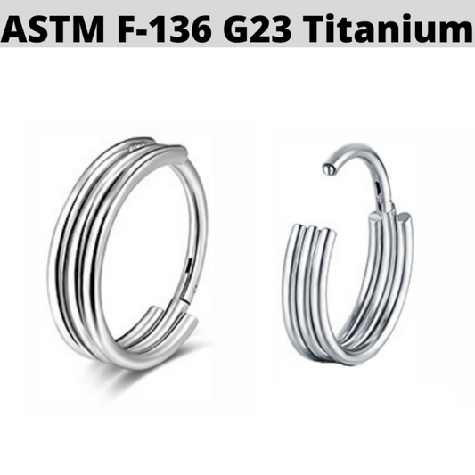 G23 Titanium Triple Stack Hoop Hinged Segment Clicker Ring