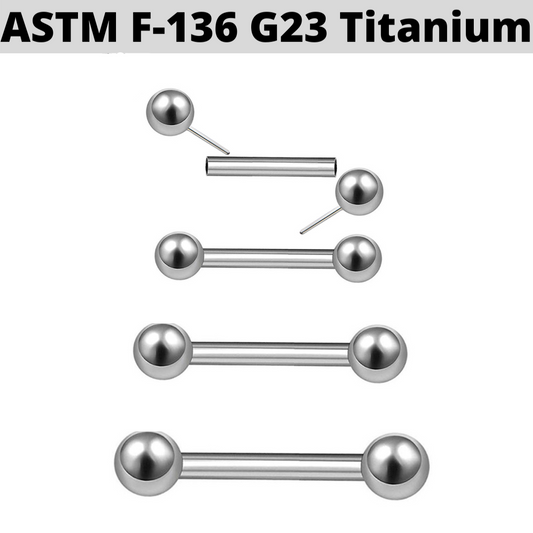 G23 Titanium 14G Threadless Push In Ball Barbell