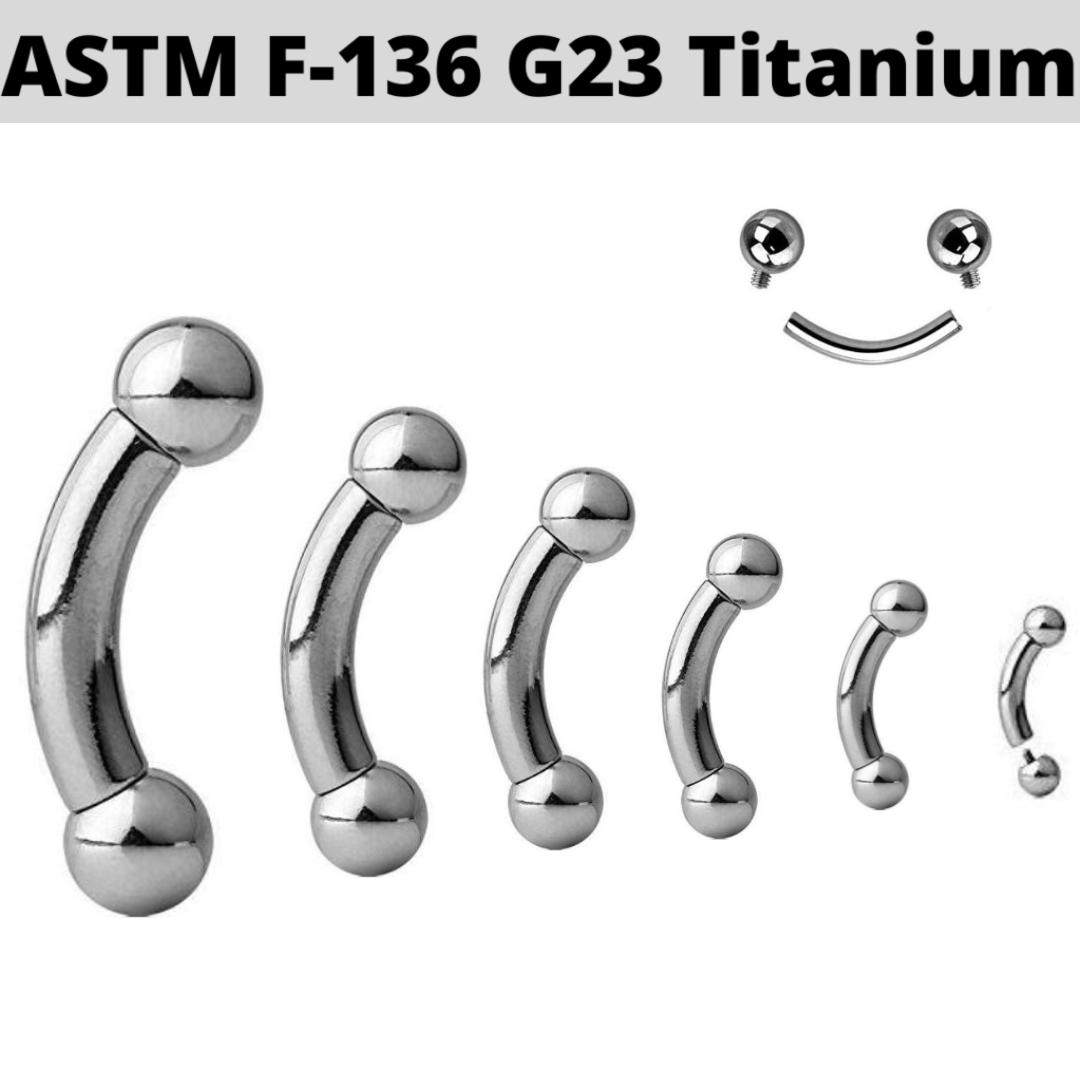 G23 Internally Threaded Heavy Gauges Titanium Ball Curved Barbell