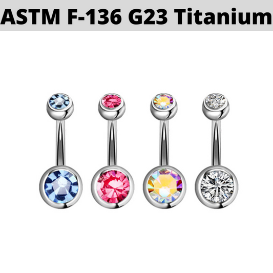 G23 Titanium Double 5mm+8mm CZ Belly Ring