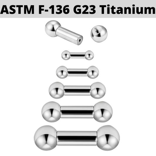 G23 Internally Threaded Heavy Gauges Titanium Barbell