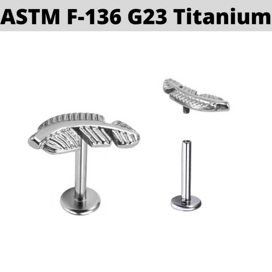 G23 Titanium Internally Threaded Feather Leaf Labret