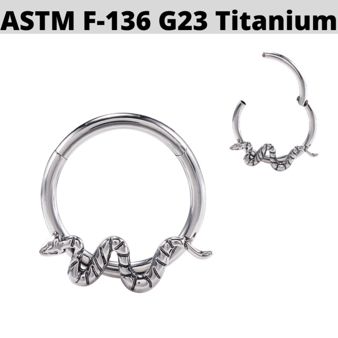 G23 Titanium Snake Hinged Segment Clicker Ring