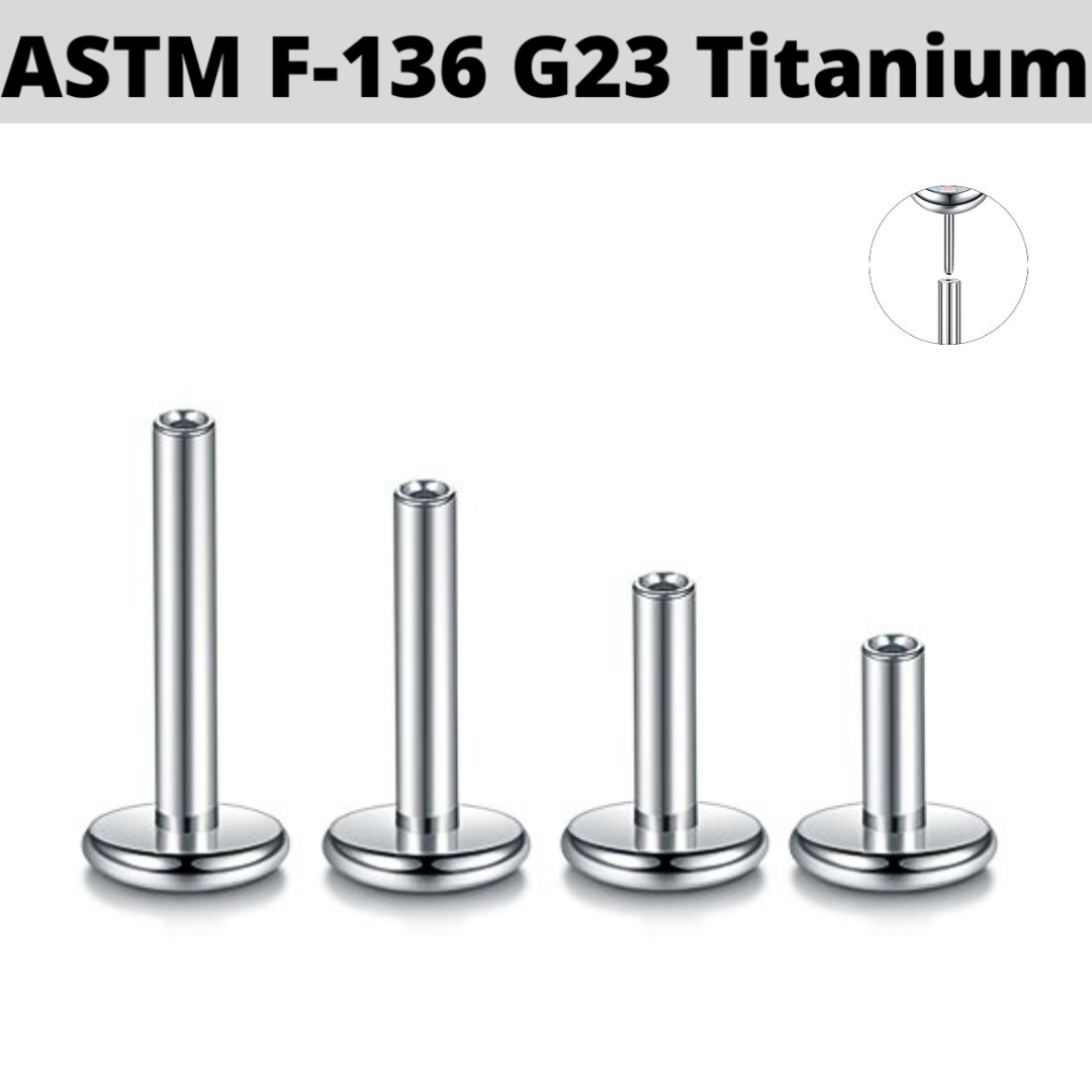 G23 Titanium Threadless Push In Labret Shaft 4mm Base