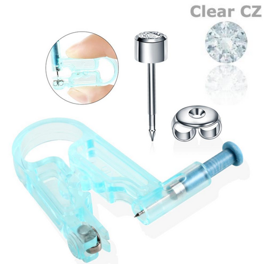 Steel Sterilized Piercing Gun Clear CZ Stud