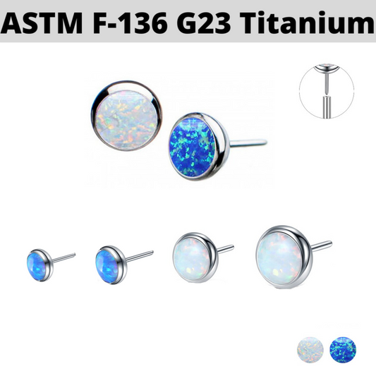 G23 Titanium Threadless Push In Flat Opal Top