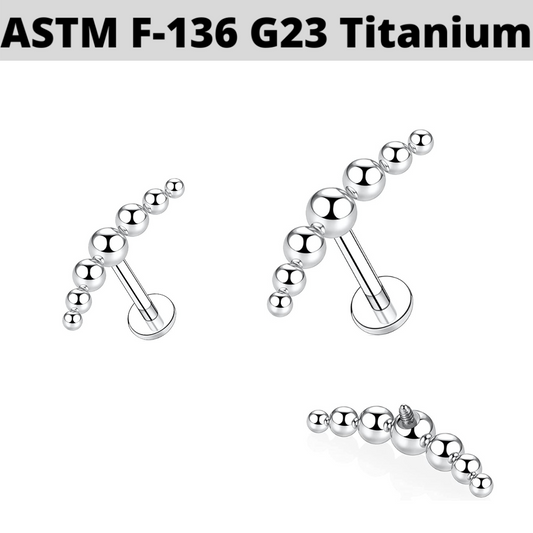 G23 Titanium Internally Threaded Curved 7 Balls Tragus Labret