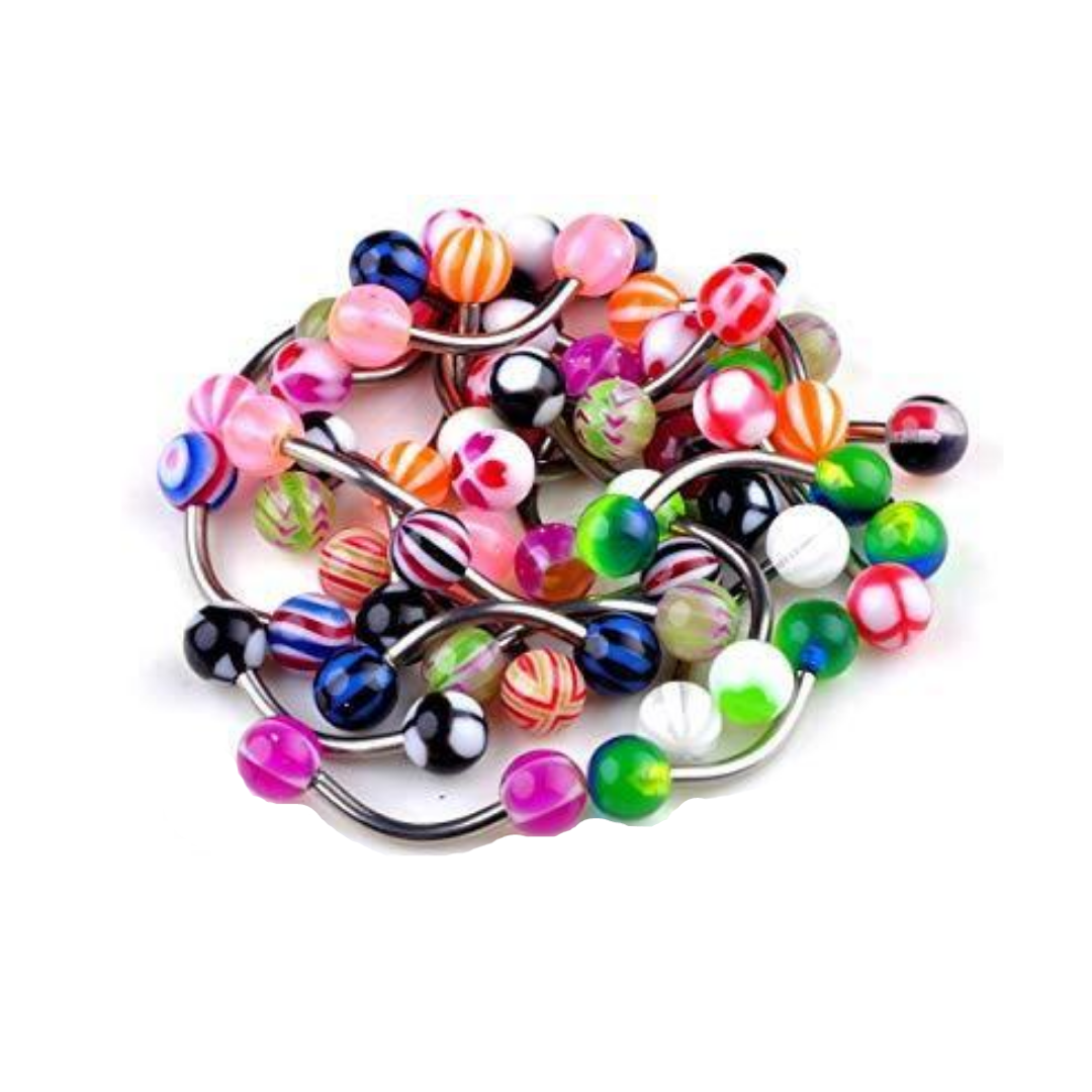 Assorted Styles Acrylic Ball Curved Barbell