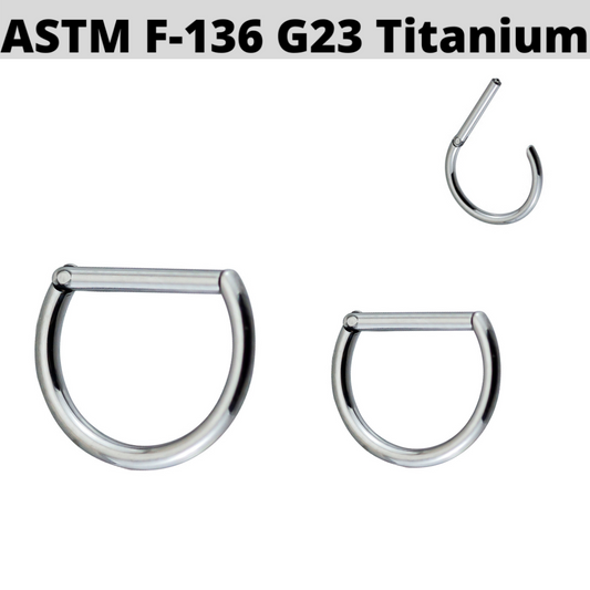G23 Titanium D Shape Hoop Hinged Clicker Ring