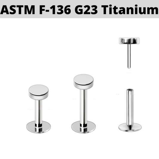 G23 Titanium Threadless Push In 4mm Flat Disc Labret Tragus