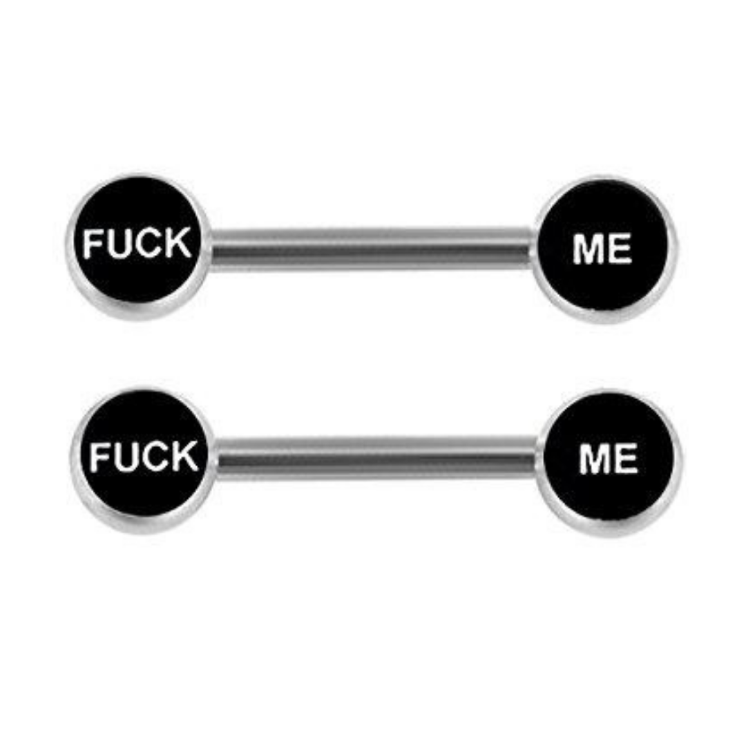 Fuck Me 8mm Logo Bad Word Nipple Barbell