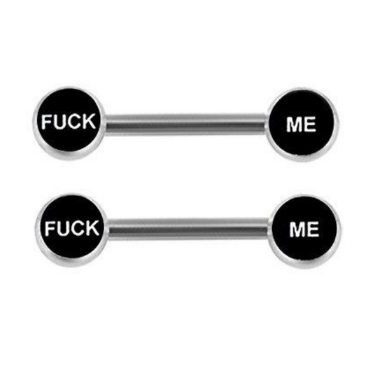 Fuck Me 8mm Logo Bad Word Nipple Barbell