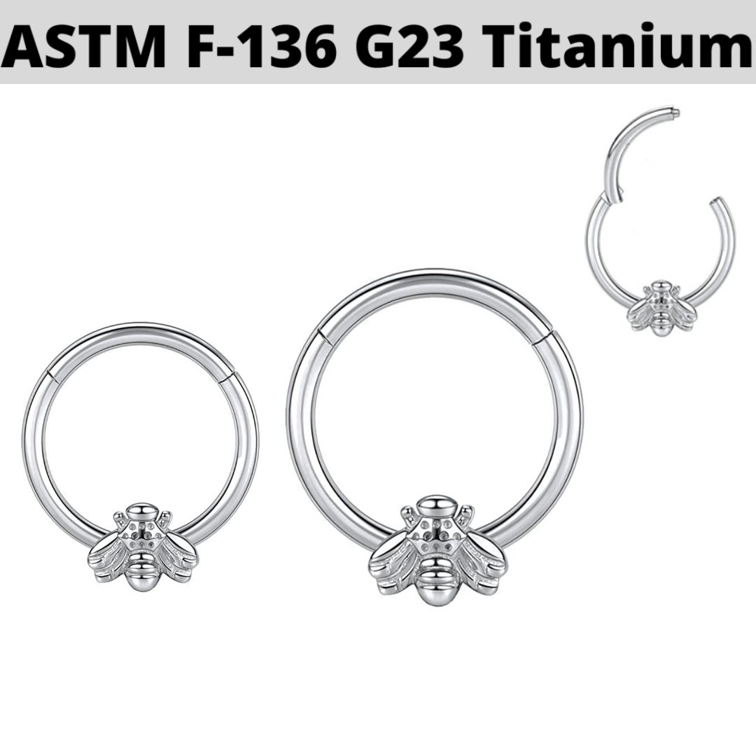 G23 Titanium Bee Hinged Segment Clicker Ring