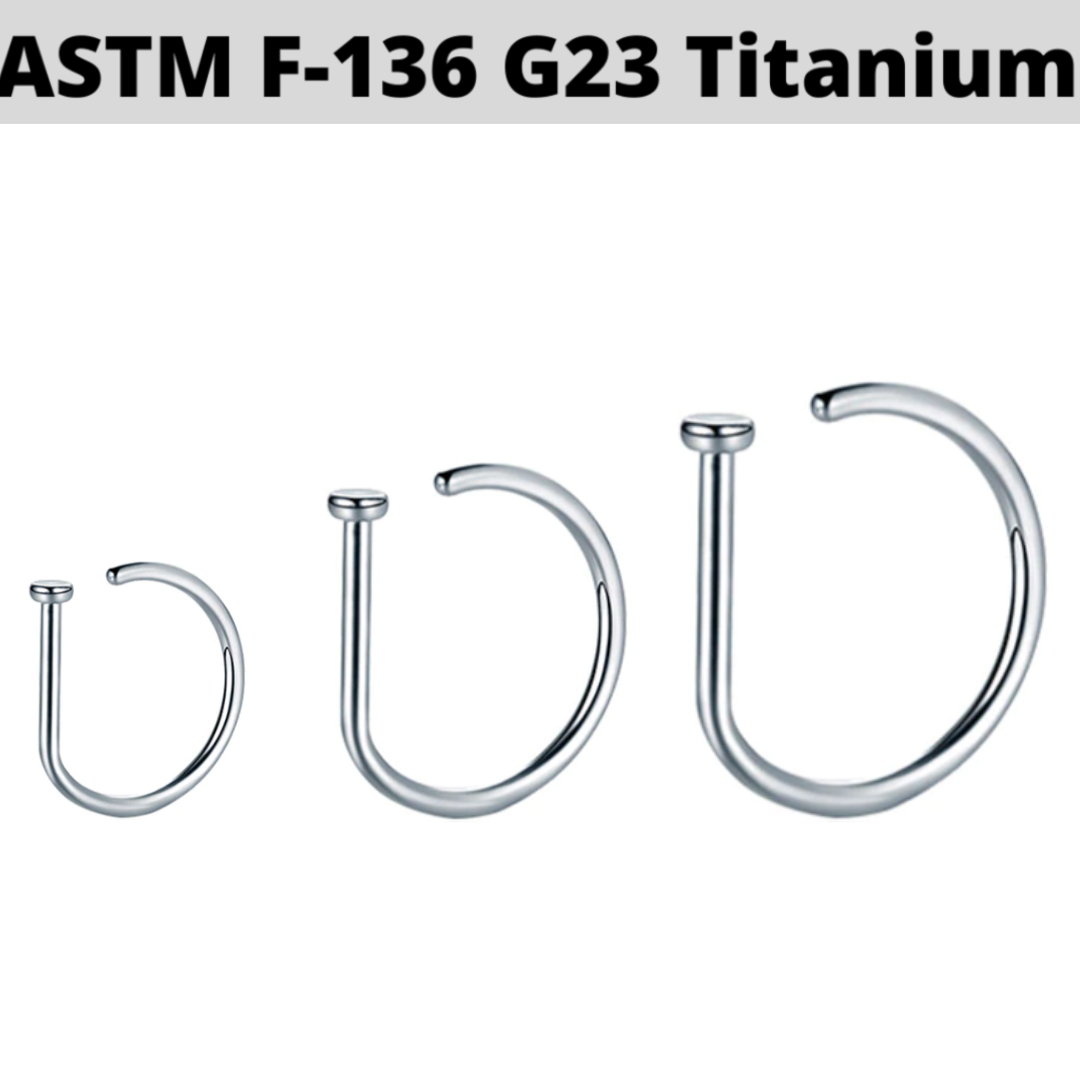 G23 Titanium D Shaped Flat Top Nose Hoop Ring