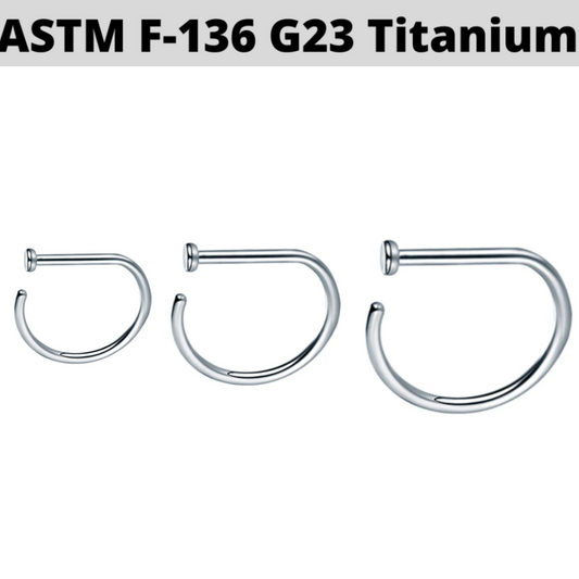 G23 Titanium D Shaped Flat Top Nose Hoop Ring