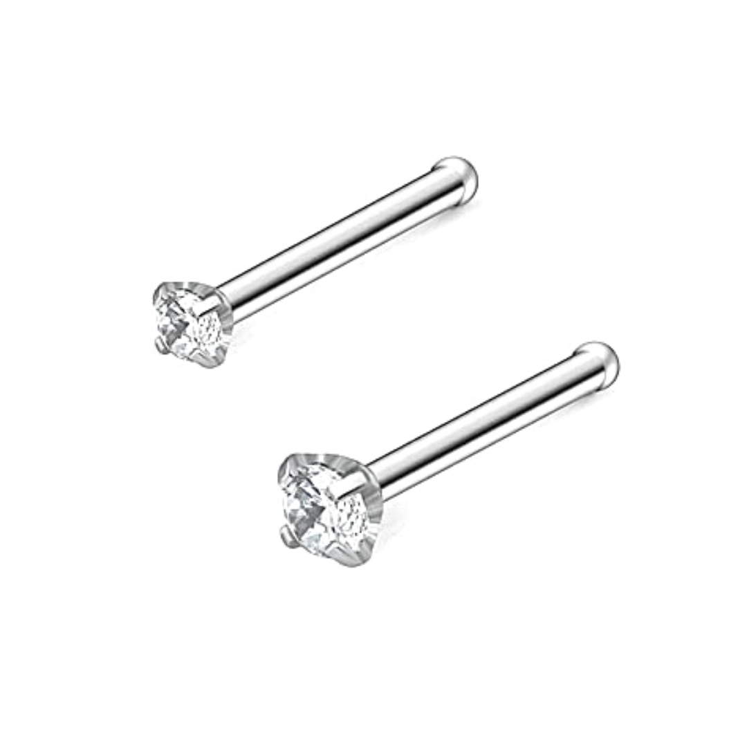 Prong Set CZ Steel Nose Stud