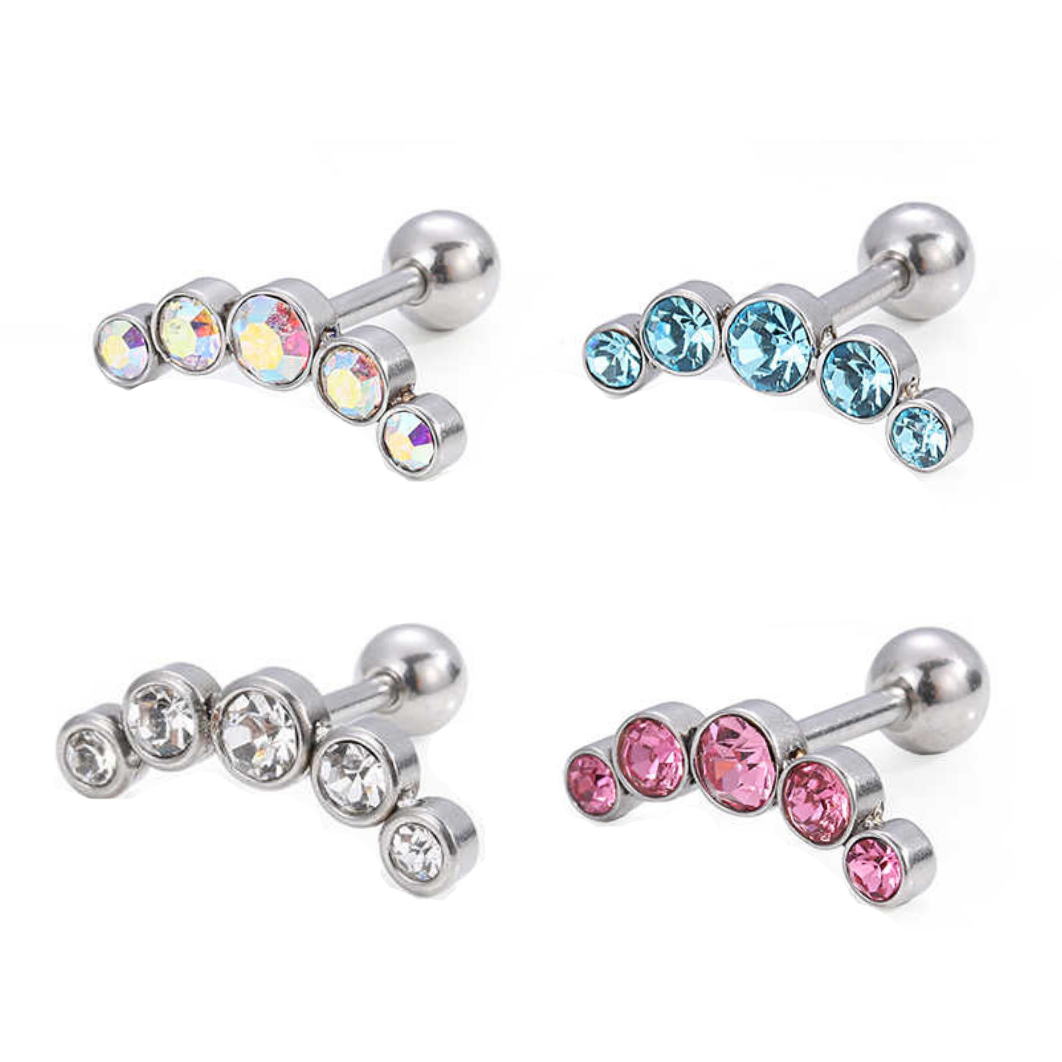 Steel 5 CZ Cluster Conch Barbell