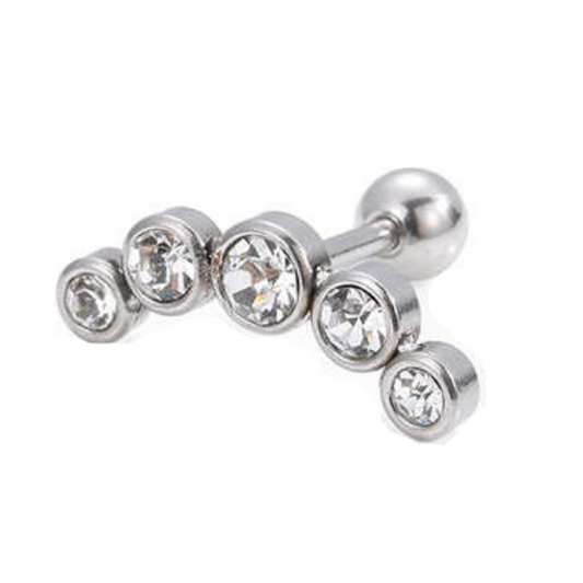 Steel 5 CZ Cluster Conch Barbell