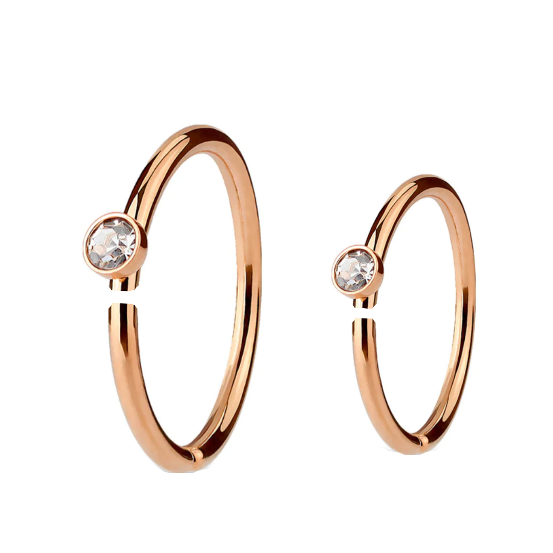 Rose Gold Ion Plated CZ Clip On Hoop