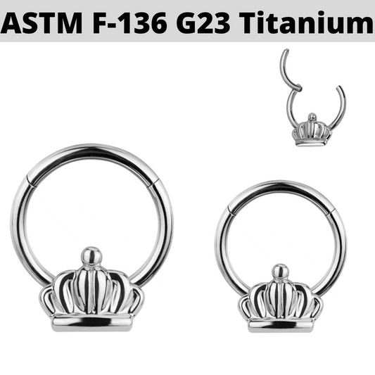 G23 Titanium Crown Hinged Segment Clicker Ring
