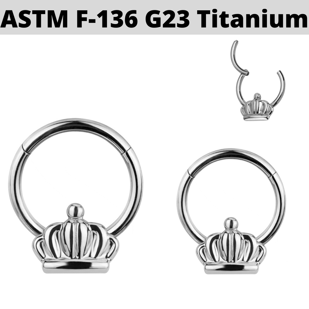 G23 Titanium Crown Hinged Segment Clicker Ring