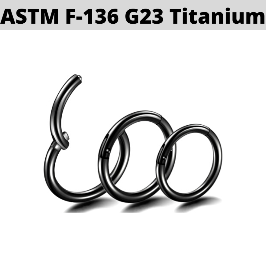 G23 Black PVD Titanium Hinged Segment Clicker Ring