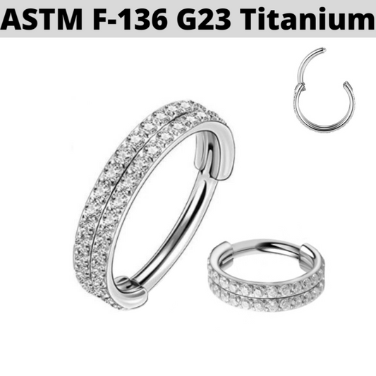 G23 Titanium Double Rim CZ Hinged Segment Clicker