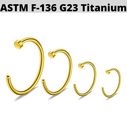 G23 Gold PVD Titanium Flat Top Nose Open Hoop
